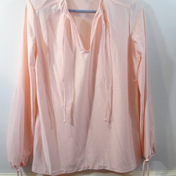 Vintage Ship N Shore Sailor Pink Pullover Blouse Keyhole Bow Tie Front Size 10 - Picture 1 of 5